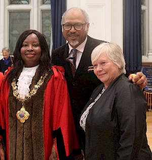 The Mayor Councillor Janet Baah with Nigel Ryan