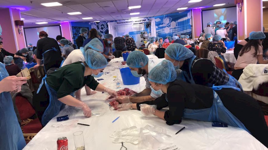 Starter, main, and dissection – students given insight into live anatomy dissection after dinner.