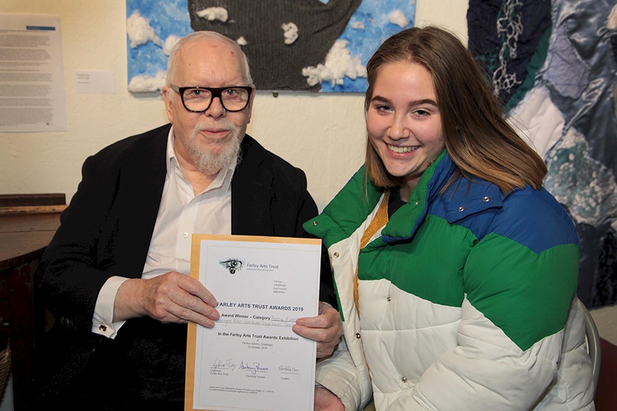 Sir Peter Blake presents awards to seven East Sussex College winners at this year’s Farley Arts Trust awards